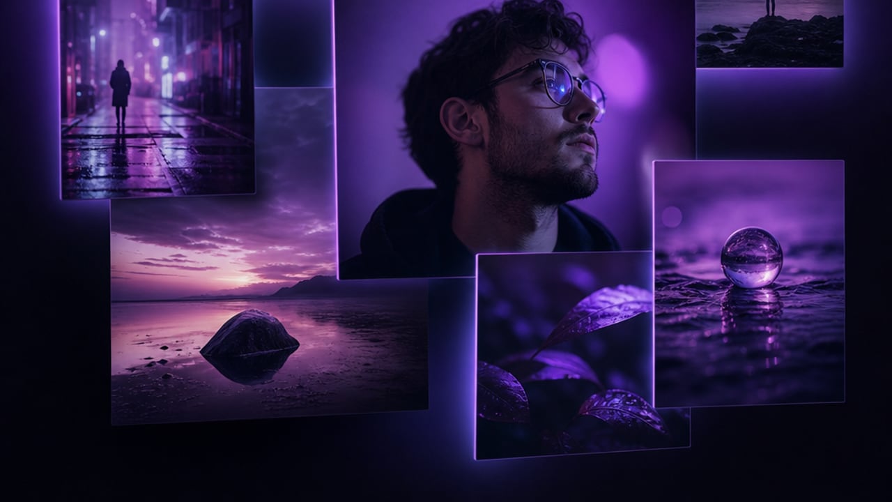 Кілька фотографій складаються у стильний колаж у застосунку Visavo AI