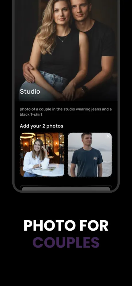 AI-generated romantic couples photo portraits